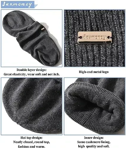 jaxmonoy Knit Beanies Winter Hats for Women and Men Soft Warm Double Layer Ladies Skull Beanie caps - 3