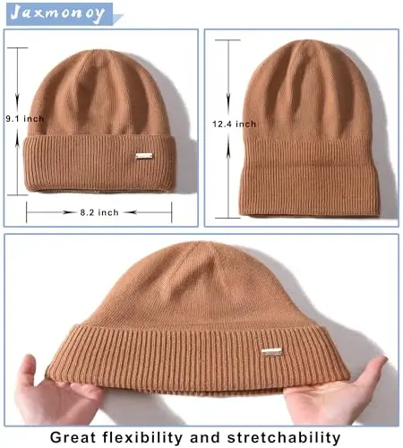 jaxmonoy Knit Beanies Winter Hats for Women and Men Soft Warm Double Layer Ladies Skull Beanie caps - 4