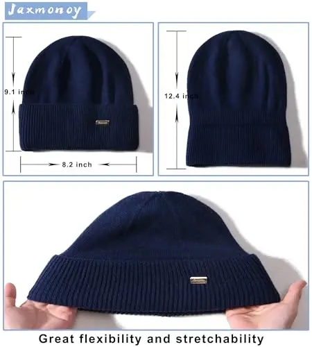 jaxmonoy Knit Beanies Winter Hats for Women and Men Soft Warm Double Layer Ladies Skull Beanie caps - 4