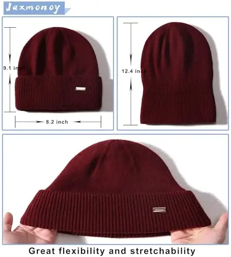 jaxmonoy Knit Beanies Winter Hats for Women and Men Soft Warm Double Layer Ladies Skull Beanie caps - 4