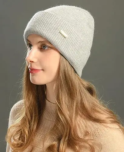 jaxmonoy Knit Beanies Winter Hats for Women and Men Soft Warm Double Layer Ladies Skull Beanie caps - 6