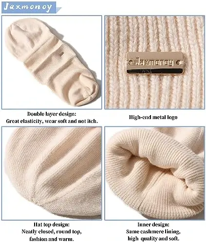 jaxmonoy Knit Beanies Winter Hats for Women and Men Soft Warm Double Layer Ladies Skull Beanie caps - 3