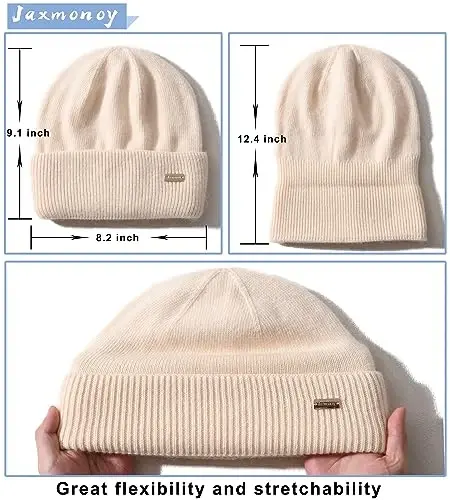 jaxmonoy Knit Beanies Winter Hats for Women and Men Soft Warm Double Layer Ladies Skull Beanie caps - 4