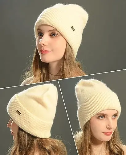 jaxmonoy Knit Beanies Winter Hats for Women and Men Soft Warm Double Layer Ladies Skull Beanie caps - 6