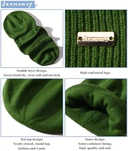 jaxmonoy Knit Beanies Winter Hats for Women and Men Soft Warm Double Layer Ladies Skull Beanie caps - 3