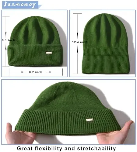 jaxmonoy Knit Beanies Winter Hats for Women and Men Soft Warm Double Layer Ladies Skull Beanie caps - 4