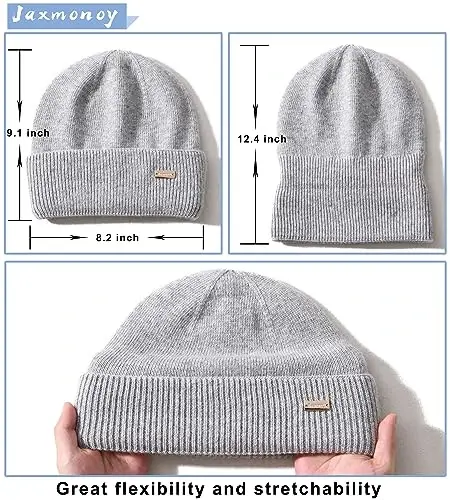 jaxmonoy Knit Beanies Winter Hats for Women and Men Soft Warm Double Layer Ladies Skull Beanie caps - 5