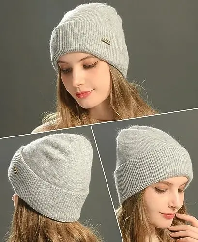 jaxmonoy Knit Beanies Winter Hats for Women and Men Soft Warm Double Layer Ladies Skull Beanie caps - 6