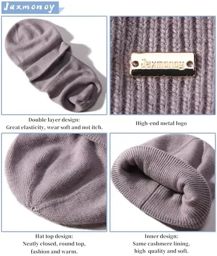 jaxmonoy Knit Beanies Winter Hats for Women and Men Soft Warm Double Layer Ladies Skull Beanie caps - 3