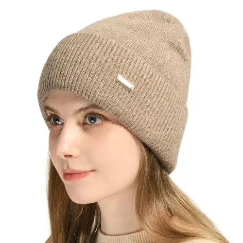 jaxmonoy Knit Beanies Winter Hats for Women and Men Soft Warm Double Layer Ladies Skull Beanie caps - 5