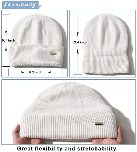 jaxmonoy Knit Beanies Winter Hats for Women and Men Soft Warm Double Layer Ladies Skull Beanie caps - 4