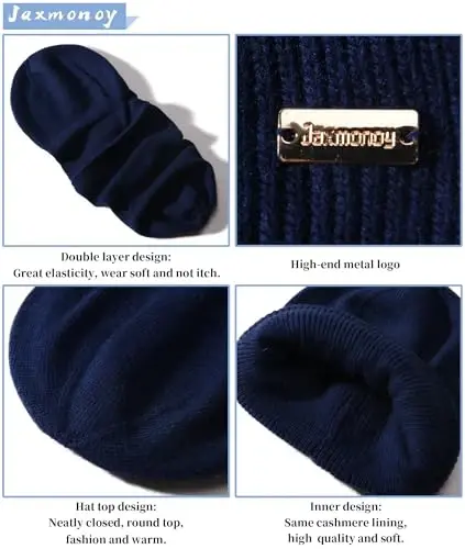 jaxmonoy Knit Beanies Winter Hats for Women and Men Soft Warm Double Layer Ladies Skull Beanie caps - 3