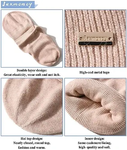 jaxmonoy Knit Beanies Winter Hats for Women and Men Soft Warm Double Layer Ladies Skull Beanie caps - 3