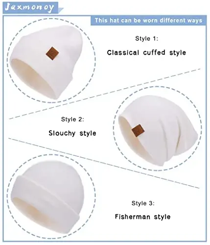 jaxmonoy Slouchy Knit Beanies Winter Hats for Women Men Soft Warm Reversible Slouch Cuffed Skull Knitted Beanie Cap - 2