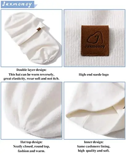 jaxmonoy Slouchy Knit Beanies Winter Hats for Women Men Soft Warm Reversible Slouch Cuffed Skull Knitted Beanie Cap - 3