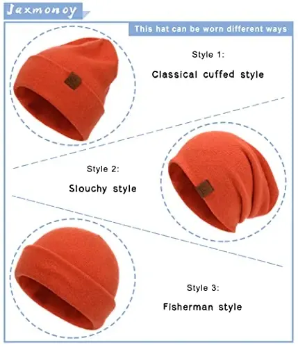 jaxmonoy Slouchy Knit Beanies Winter Hats for Women Men Soft Warm Reversible Slouch Cuffed Skull Knitted Beanie Cap - 2