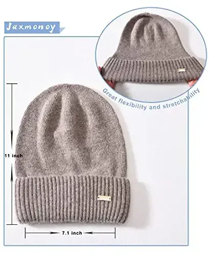 jaxmonoy Slouchy Beanies for Women Winter Lightweight Ladies Knit Hat Cuffed Soft Warm Slouch Beanie Cap - Brown - 5