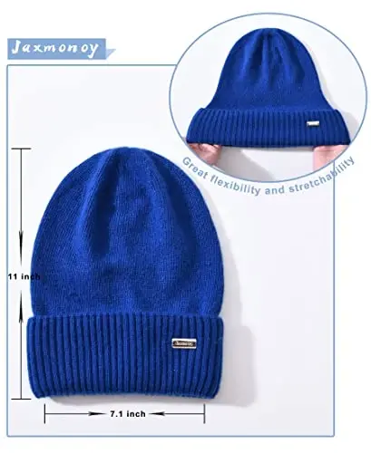 jaxmonoy Slouchy Beanies for Women Winter Lightweight Ladies Knit Hat Cuffed Soft Warm Slouch Beanie Cap - Brown - 3