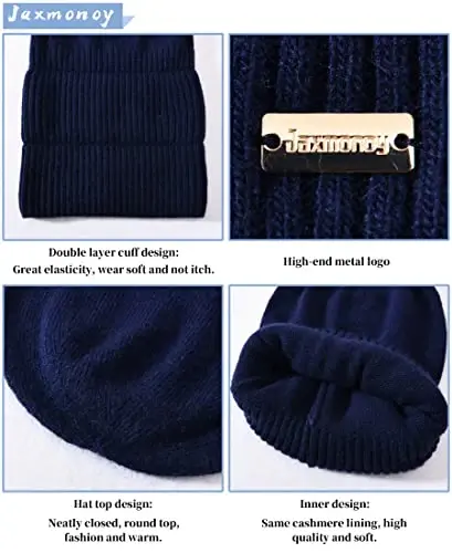 jaxmonoy Slouchy Beanies for Women Winter Lightweight Ladies Knit Hat Cuffed Soft Warm Slouch Beanie Cap - Brown - 3