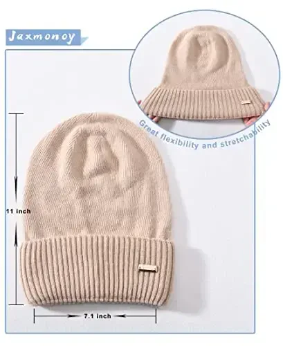 jaxmonoy Slouchy Beanies for Women Winter Lightweight Ladies Knit Hat Cuffed Soft Warm Slouch Beanie Cap - Brown - 3