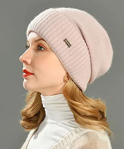 jaxmonoy Slouchy Beanies for Women Winter Lightweight Ladies Knit Hat Cuffed Soft Warm Slouch Beanie Cap - Brown - 3