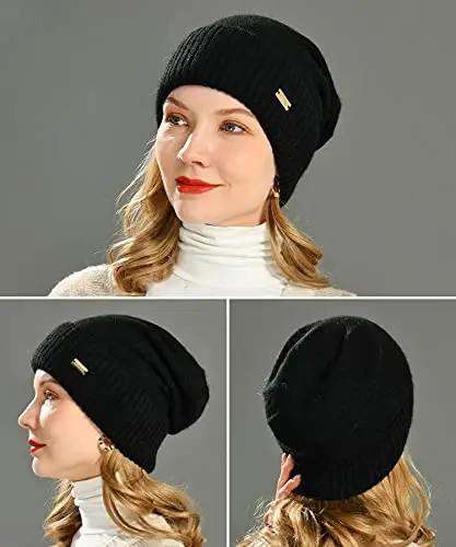 jaxmonoy Slouchy Beanies for Women Winter Lightweight Ladies Knit Hat Cuffed Soft Warm Slouch Beanie Cap - Brown - 4