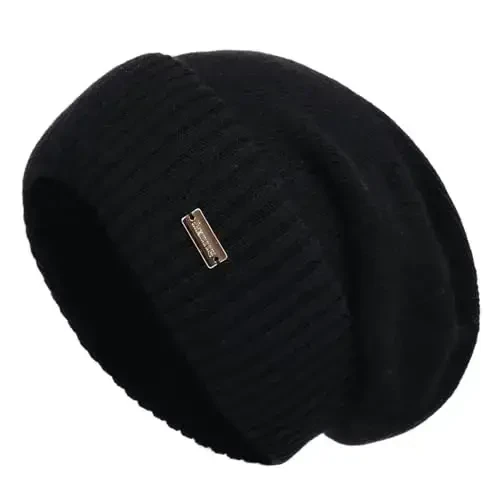 jaxmonoy Slouchy Beanies for Women Winter Lightweight Ladies Knit Hat Cuffed Soft Warm Slouch Beanie Cap - Brown - 1