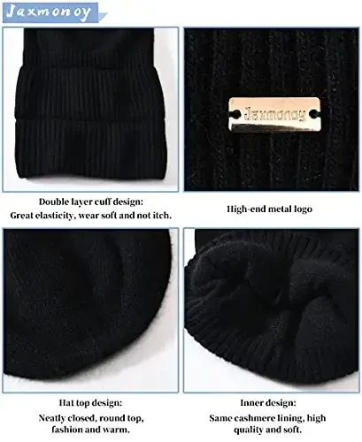 jaxmonoy Slouchy Beanies for Women Winter Lightweight Ladies Knit Hat Cuffed Soft Warm Slouch Beanie Cap - Brown - 6