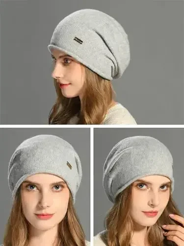 jaxmonoy Slouchy Knit Beanie Hat for Women Winter Soft Warm Ladies Laightweight Slouch Knitted Skull Beanies Cap - 4
