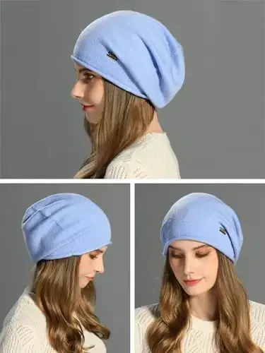 jaxmonoy Slouchy Knit Beanie Hat for Women Winter Soft Warm Ladies Laightweight Slouch Knitted Skull Beanies Cap - 6