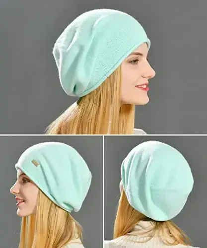 jaxmonoy Slouchy Knit Beanie Hat for Women Winter Soft Warm Ladies Laightweight Slouch Knitted Skull Beanies Cap - 6