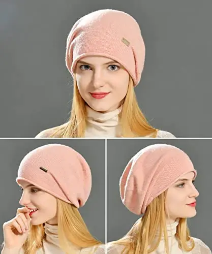 jaxmonoy Slouchy Knit Beanie Hat for Women Winter Soft Warm Ladies Laightweight Slouch Knitted Skull Beanies Cap - 6