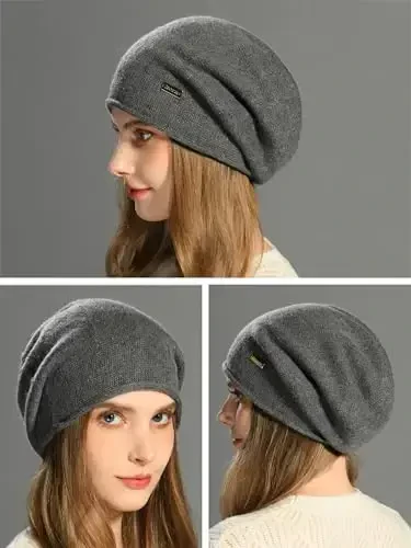 jaxmonoy Slouchy Knit Beanie Hat for Women Winter Soft Warm Ladies Laightweight Slouch Knitted Skull Beanies Cap - 6