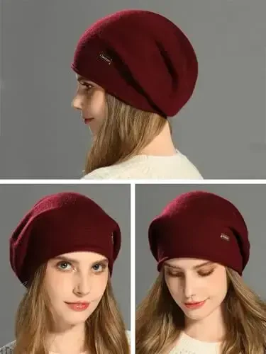 jaxmonoy Slouchy Knit Beanie Hat for Women Winter Soft Warm Ladies Laightweight Slouch Knitted Skull Beanies Cap - 6