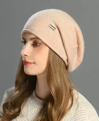 jaxmonoy Slouchy Knit Beanie Hat for Women Winter Soft Warm Ladies Laightweight Slouch Knitted Skull Beanies Cap - 4