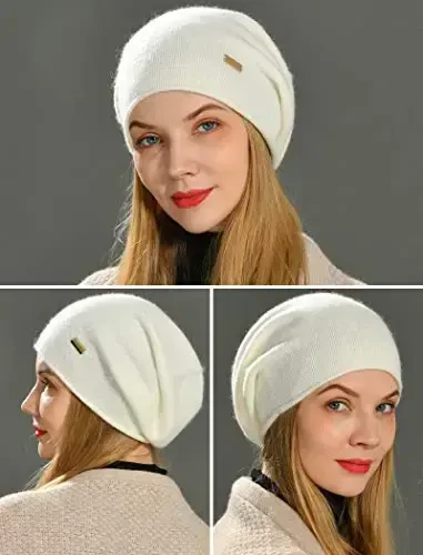 jaxmonoy Slouchy Knit Beanie Hat for Women Winter Soft Warm Ladies Laightweight Slouch Knitted Skull Beanies Cap - 6