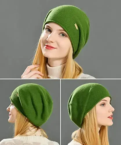 jaxmonoy Slouchy Knit Beanie Hat for Women Winter Soft Warm Ladies Laightweight Slouch Knitted Skull Beanies Cap - 5