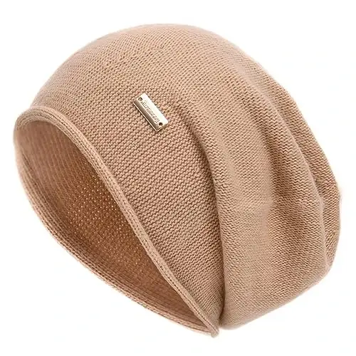 jaxmonoy Slouchy Knit Beanie Hat for Women Winter Soft Warm Ladies Laightweight Slouch Knitted Skull Beanies Cap - JAXMONOY