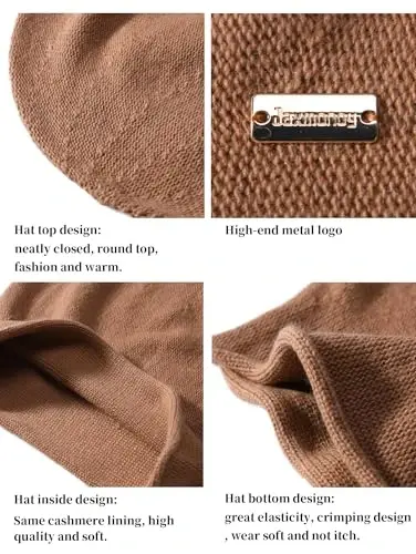 jaxmonoy Slouchy Knit Beanie Hat for Women Winter Soft Warm Ladies Laightweight Slouch Knitted Skull Beanies Cap - 3