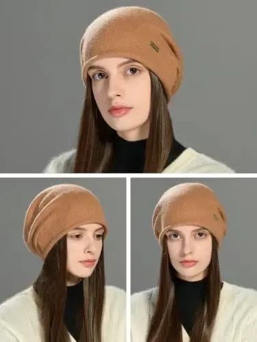jaxmonoy Slouchy Knit Beanie Hat for Women Winter Soft Warm Ladies Laightweight Slouch Knitted Skull Beanies Cap - 6
