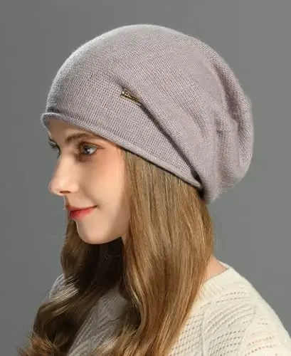 jaxmonoy Slouchy Knit Beanie Hat for Women Winter Soft Warm Ladies Laightweight Slouch Knitted Skull Beanies Cap - 5