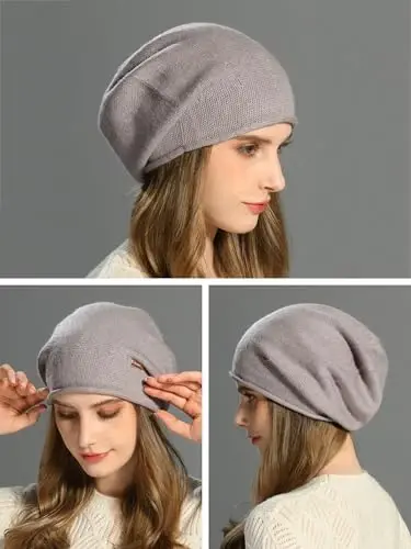 jaxmonoy Slouchy Knit Beanie Hat for Women Winter Soft Warm Ladies Laightweight Slouch Knitted Skull Beanies Cap - 6