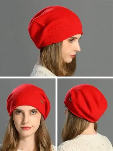 jaxmonoy Slouchy Knit Beanie Hat for Women Winter Soft Warm Ladies Laightweight Slouch Knitted Skull Beanies Cap - 6
