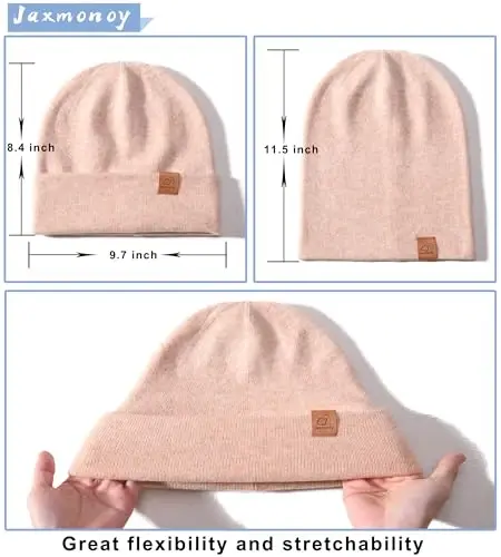 jaxmonoy Slouchy Knit Beanies Winter Hats for Women Men Soft Warm Reversible Slouch Cuffed Skull Knitted Beanie Cap - 5