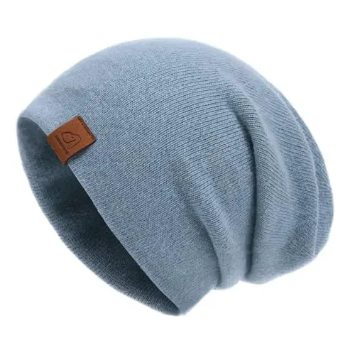 jaxmonoy Slouchy Knit Beanies Winter Hats for Women Men Soft Warm Reversible Slouch Cuffed Skull Knitted Beanie Cap 