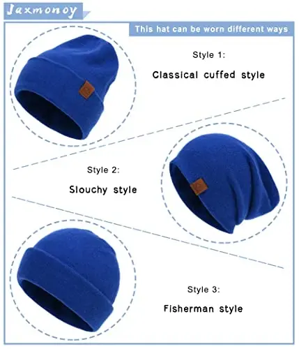 jaxmonoy Slouchy Knit Beanies Winter Hats for Women Men Soft Warm Reversible Slouch Cuffed Skull Knitted Beanie Cap - JAXMONOY (1)