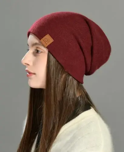 jaxmonoy Slouchy Knit Beanies Winter Hats for Women Men Soft Warm Reversible Slouch Cuffed Skull Knitted Beanie Cap - 5