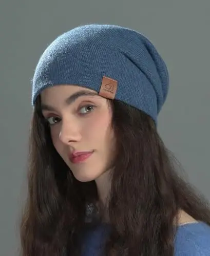 jaxmonoy Slouchy Knit Beanies Winter Hats for Women Men Soft Warm Reversible Slouch Cuffed Skull Knitted Beanie Cap - 5