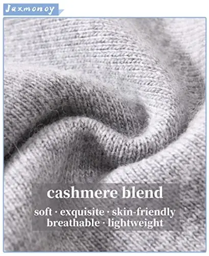 jaxmonoy Wool CasModazoneere Slouchy Knit Beanies Winter Hats for Women Men Soft Warm Double Layer Reversible Slouch Cuffed Skull Beanie Cap - Light Grey - 2