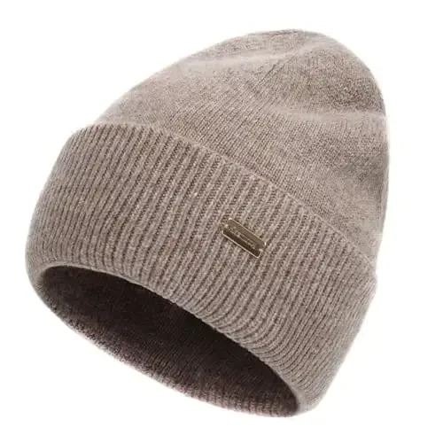 jaxmonoy Wool Knit Beanies Winter Hats for Women and Men Soft CasModazoneere Warm Double Layer Ladies Skull Beanie caps - Brown - 1